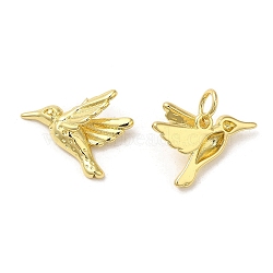 Rack Plating Brass Pendants,  with Jump Ring, Lead Free & Cadmium Free, Long-Lasting Plated, Bird Charm, Real 18K Gold Plated, 12x18x5mm, Hole: 3.4mm(KK-C030-17G)