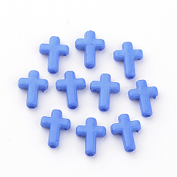 Opaque Acrylic Beads, Cross, Cornflower Blue, 16x12x4.5mm, about 123pcs/50g(X-SACR-436-C31)