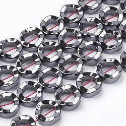 Non-magnetic Synthetic Hematite Beads Strands, Grade A, Twist Donut, Black, 12x4mm, Hole: 1mm(G-Q895-9)