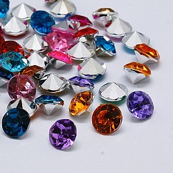 Imitation Taiwan Acrylic Rhinestone Pointed Back Cabochons, Faceted, Diamond, Mixed Color, 3x2mm(GACR-A003-3mm-M)