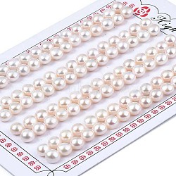 Half Drilled Natural Cultured Freshwater Pearl Beads, Half Round, Seashell Color, 5~6x4~4.5mm, Hole: 1mm(PEAR-N020-02A)