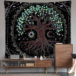Mushroom Polyester Wall Tapestry, Rectangle Trippy Tapestry for Wall Bedroom Living Room, Tree Pattern, 1300x1500mm(MUSH-PW0001-102D)