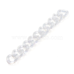 Handmade Transparent Acrylic Curb Chains, Twisted Chain, Textured, AB Color Plated, Clear AB, Link: 29.5x24.5x6mm, about 39.37 inch(1m)/strand(X-AJEW-JB00570)