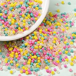 Opaque Colours Luster Glass Seed Beads, Round Hole, Round, Colorful, 1.8~2x1.3~1.5mm, Hole: 0.7mm, about 56250Pcs/pound(SEED-A030-09D)