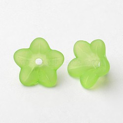 Transparent Acrylic Beads, Frosted, Flower, Green, 13x7mm, Hole: 1mm, about 1865pcs/500g(PL560-5)