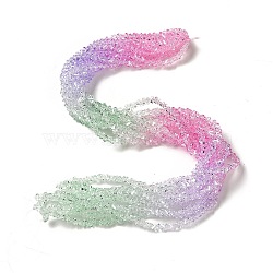 Transparent Glass Bead Strands, Segmented Multi-color Beads, Triangle, Orchid, 4.5x4x3.5mm, Hole: 1mm, about 134~137pcs/strand, 13.27~13.39''(33.7~34cm)(X-GLAA-H023-02D)