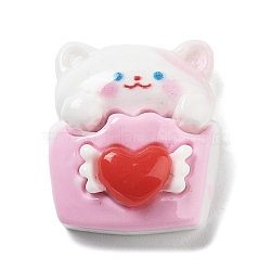 Opaque Resin & Plastic Cabochons, Animals, Heart, Cat Shape, 24x20.5x9.5mm(RESI-K029-03A)