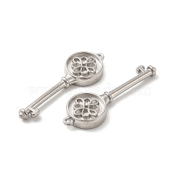 304 Stainless Steel Pendants, Key Charm, Stainless Steel Color, 27.5x9x3mm, Hole: 0.8mm(STAS-F284-13P)