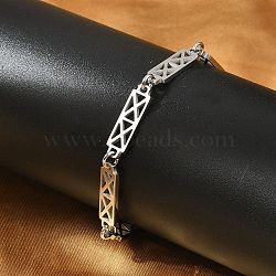 304 Stainless Steel Rectangle Link Bracelets for Men & Women, Stainless Steel Color, 7-3/4 inch(19.8cm)(BJEW-D042-31P)