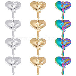 Unicraftale 12Pcs 3 Colors 304 Stainless Steel Pendants, Melting Heart, Mixed Color, 30x24.5x3mm, Hole: 1.6mm, 4pcs/color(STAS-UN0039-27)