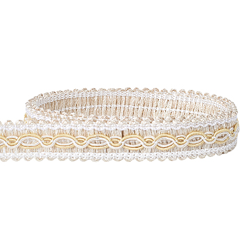 Polyester Braided Lace Ribbon, for Garment Accessories, Gift Decoration, Floral White, 5/8 inch(17mm), about 15.86 Yards(14.5m)/Set