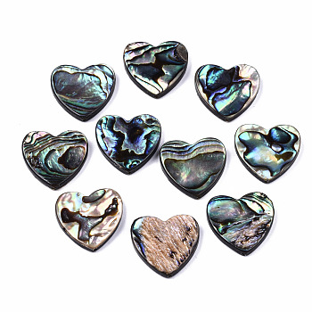Natural Abalone Shell/Paua Shell Beads, Heart, Colorful, 20x20.5x3.5mm, Hole: 1mm