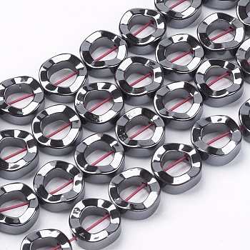 Non-magnetic Synthetic Hematite Beads Strands, Grade A, Twist Donut, Black, 12x4mm, Hole: 1mm