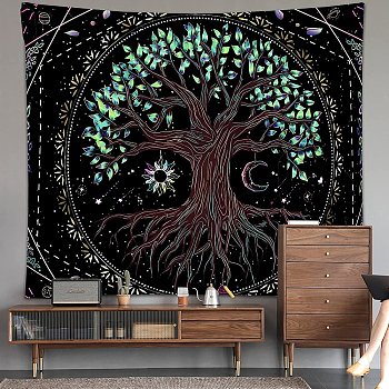 Mushroom Polyester Wall Tapestry, Rectangle Trippy Tapestry for Wall Bedroom Living Room, Tree Pattern, 1300x1500mm