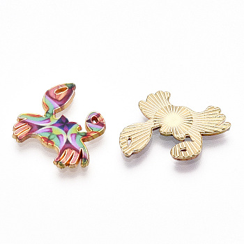 Printed Alloy Pendants, Light Glod, Crab Charms, Colorful, 19.5x20x1.5mm, Hole: 0.6mm