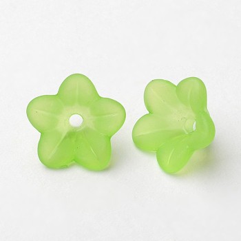 Transparent Acrylic Beads, Frosted, Flower, Green, 13x7mm, Hole: 1mm, about 1865pcs/500g