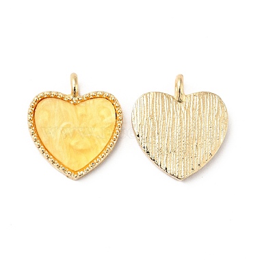 Light Gold Yellow Heart Alloy+Acrylic Pendants