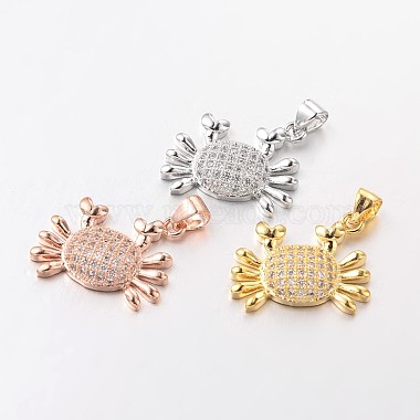 Mixed Color Crab Brass+Cubic Zirconia Charms