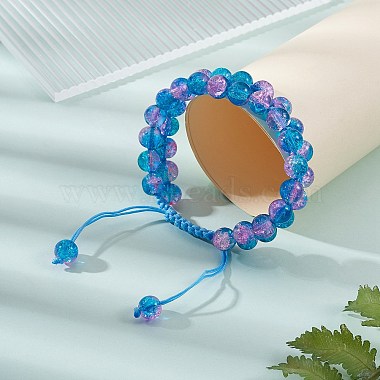bracelet de perles tressées en verre rond étincelant(BJEW-SW00082-16)-3