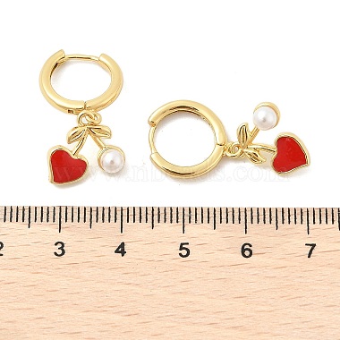 Pendientes de aro de latón ABS con forma de corazón y perlas de imitación(EJEW-M077-18G)-5