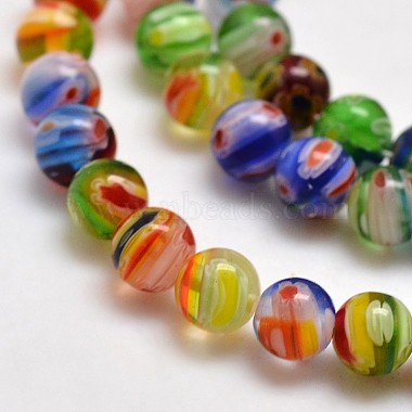 Chapelets de perles rondes de millefiori en verre(X-LK-P001-05)-2
