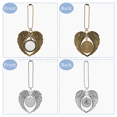 4Pcs 2 Style Tibetan Style Alloy Heat Transfer Sublimation Hanging Blank Pendant Decorations(HJEW-FH0006-54)-5