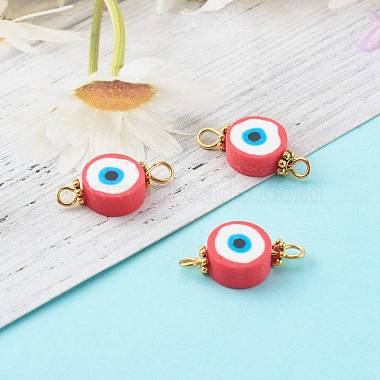 Flat Round with Evil Eye Polymer Clay Links Connectors(PALLOY-JF00718)-4