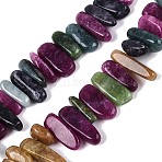 Dyed Natural Quartz Beads Strands, Nuggets, Top Drilled, Tumbled Stone, Mixed Color, 6~30x2~12x2~10mm, Hole: 0.5~0.9mm, about 59~67pcs/strand, 14.17~15.75 inch(36~40cm)(G-Q606-24A)