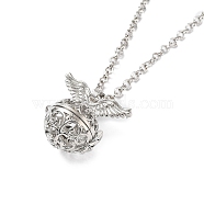 Brass Pendant Necklaces, with Iron Rolo Chains, Wing, 32.17 inch(81.7cm), Pendant: 29x31x20.5mm(NJEW-P299-A05-P)