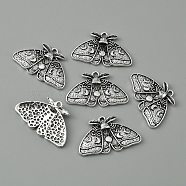 Tibetan Style Alloy Pendants, Butterfly Charms, Antique Silver, 20x31.5x3.5mm, Hole: 1.8mm(FIND-CJC0017-35AS)