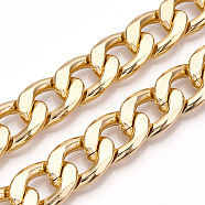 Aluminum Curb Chains, Diamond Cut Cuban Link Chains, Unwelded, Light Gold, 19.5x13x3.5mm(CHA-N003-33KCG)