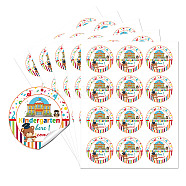 5 Sheets Round Dot PVC Waterproof Decorative Sticker Labels, Self Adhesive Car & Word Decals for Sealing Bag Decoration, Bear, 232x175x0.2mm, Sticker: 50mm, 12pcs/sheet(DIY-WH0481-05)
