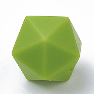 Food Grade Eco-Friendly Silicone Focal Beads, Chewing Beads For Teethers, DIY Nursing Necklaces Making, Icosahedron, Yellow Green, 16.5x16.5x16.5mm, Hole: 2mm(SIL-T048-14mm-08)