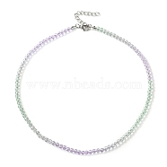 Bling Glass Round Beaded Necklace for Women, Lilac, 16.93 inch(43cm)(NJEW-PH01490-04)