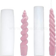 SUPERFINDINGS 2Pcs 2 Style DIY Spiral Taper Candle Silicone Mold, Twist Rod Candle Mould, White, 19~20.2x3.2~4cm, Inner Diameter: 2cm,  1pc/style(CAND-FH0001-01)