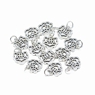Thai 925 Sterling Silver Charms, with Jump Ring, Longevity Lock, Antique Silver, 12x12x1.5mm, Hole: 4mm(STER-T002-09AS)