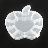 Apple Plastic Bead Storage Containers, 12 Compartments, Clear, 16.5x15.5x2.5cm(CON-Q023-03)