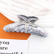 Starfish Cellulose Acetate Claw Hair Clips, Rhinestones Style Hair Accessories for Women & Girls, Gray, 120x40x55mm(PW-WGD0C9F-02)