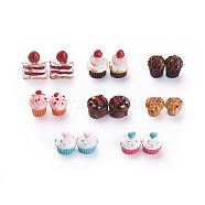 Cake Theme Resin Cabochons, Imitation Food, Mixed Color, 8.2x8.2x2.7cm, 40pcs/box(CRES-X0010-13)