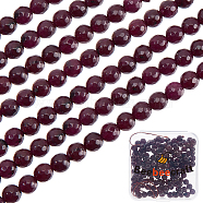 3 Strands Natural White Jade Beads Strands, Dyed, Faceted, Round, Purple, 6mm, Hole: 1mm, about 60pcs/strand, 14.06~14.45 inch(35.7~36.7cm)(G-BBC0001-39B)