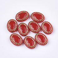 Plating Acrylic Beads, Metal Enlaced, Oval, Red, 17.5x13.5x6mm, Hole: 1.6mm, about 590pcs/500g(PACR-T008-06D)
