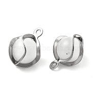 Cat Eye Charms, with 304 Stainless Steel Findings, Round, Stainless Steel Color, 13x9.5x8.5mm, Hole: 1.2mm(STAS-P319-18A-P)
