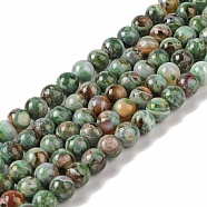 Natural Agate Bead Strands, Dyed & Heated, Round, Dark Sea Green, 8mm, Hole: 0.7mm, about 44pcs/strand, 14.17 inch(36cm)(G-C116-B01-04)