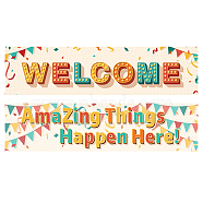 Paper Hanging Banner Classroom Decoration, Rectangle with Word, School Decoration Supplies Celebration Backdrop, PapayaWhip, 1000x250mm, 2pcs/set(AJEW-WH0340-004)