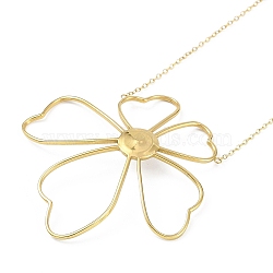 Ion Plating(IP) 304 Stainless Steel Cable Chain Flower Pendant Necklaces for Women, with Plastic, Golden, 17.32 inch(44cm)(NJEW-K276-02G)