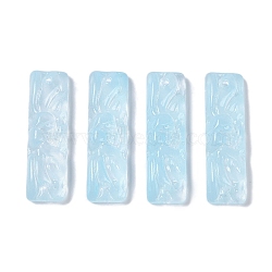 Baking Paint Glass Pendants, Rectangle, Light Blue, 30x9x5.5mm, Hole: 1mm(GLAA-S202-16H)