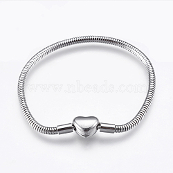 304 Stainless Steel European Style Chains Bracelet Making, with Clasps, Stainless Steel Color, 6-1/4 inch(160mm), 3mm(STAS-E428-10B-P)