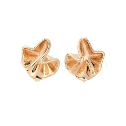 Brass Stud Earrings Finding for Women, with Loop, Lotus Leaf, Real 14K Gold Plated, 16.5x14mm, Hole: 1.8mm, Pin: 12x0.7mm(KK-A244-14G)