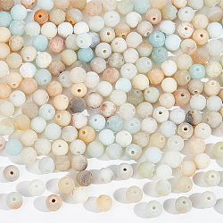 4 Strands Natural Flower Amazonite Beads Strands, Frosted, Round, 6mm, Hole: 1mm, about 56~59pcs/strand, 15 inch(38cm)(G-NB0005-09A)