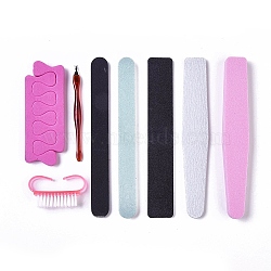 Nail Care Kits, with Sponge Toe Splitter, Dead Skin Fork, Brushs, Sponge Nail File, Nail File, Nail Polishing Strip, Nail Art Manicure Tools, Mixed Color(MRMJ-WH0059-20)